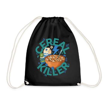 Petit-déjeuner : brunch drôle, café, céréales, nourriture tueuse - Sac de sport léger - noir - Devant