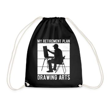 Funny Art Painter My Retirement Plan Drawing Gift - Drawstring Bag - black - Front