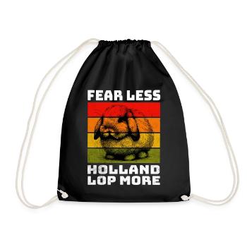 Holland Lop Rabbit Dwarf Ram Rabbit - Drawstring Bag - black - Front