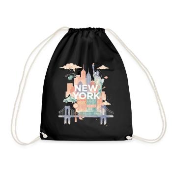 Aquarelle pastel de la skyline de New York - Sac de sport léger - noir - Devant