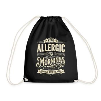 Vintage I'm Allergic To Morning - Drawstring Bag - black - Front