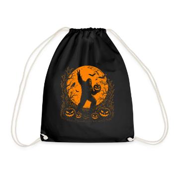 Halloween, Bigfoot, Mond, Kürbis - Turnbeutel - Schwarz - Vorne