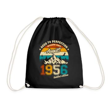 August 1956 | Aged to perfection | Birthday - Drawstring Bag - black - Front