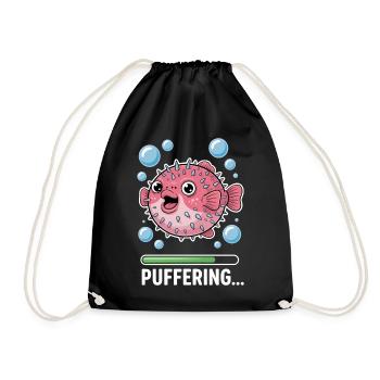 Puffer Fish Sayings Funny Puffer Fish Gift - Drawstring Bag - black - Front