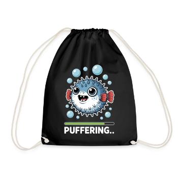 Puffer Fish Sayings Funny Puffer Fish Gift - Drawstring Bag - black - Front