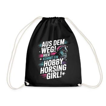Hobby Horsing Girl Steckenpferd Pony Reiten Pferde - Turnbeutel - Schwarz - Vorne