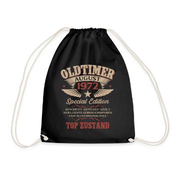 54. Geburtstag Geschenk Mann Oldtimer 1972 August - Turnbeutel - Schwarz - Vorne