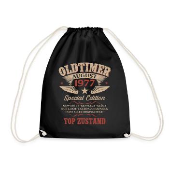 49. Geburtstag Geschenk Mann Oldtimer 1977 August - Turnbeutel - Schwarz - Vorne