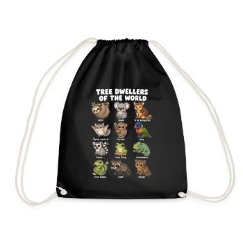 Tree Dwellers Cute Cartoon Table - Drawstring Bag - black - Front
