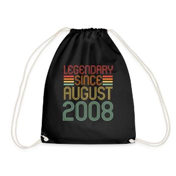 Legendary since August 2008, birthday - Drawstring Bag - black - Front