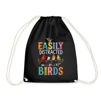 Easily Distracted by Birds - Drawstring Bag - black - Front