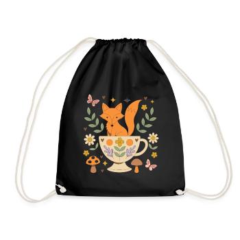 Cozy Fox Teacup - Turnbeutel - Schwarz - Vorne