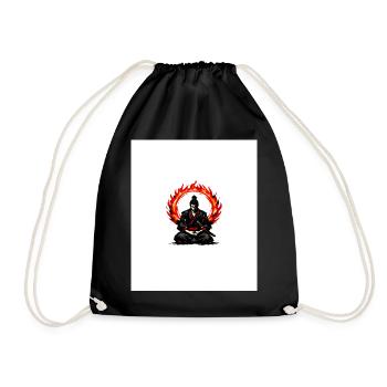 Flame Circle Samurai Mediation - Drawstring Bag - black - Front