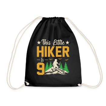 Hiking Kids 9th Birthday Adventure Hiking Kids - Drawstring Bag - black - Front