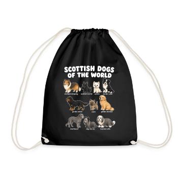 Chiens écossais de races mignonnes - Sac de sport léger - noir - Devant