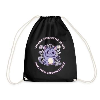 One Unexpected Sound Away From Becoming Static - Drawstring Bag - black - Front