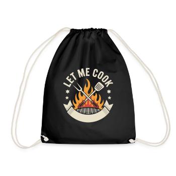 Let Me Cook Cooking Grilling Meme Grill Master Chef - Drawstring Bag - black - Front