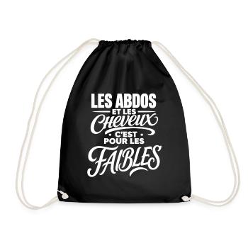 T-shirt humour chauve et gras - Sac de sport léger - noir - Devant