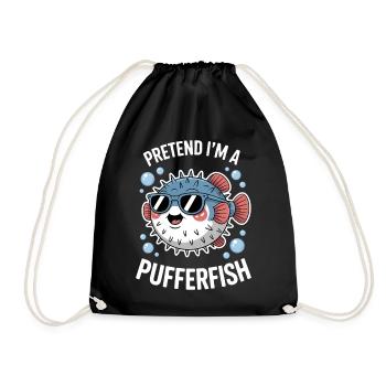 Kugelfische Sprüche Lustiges Kugelfische Geschenk  - Turnbeutel - Schwarz - Vorne