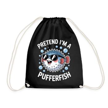 Kugelfische Sprüche Lustiges Kugelfische Geschenk  - Turnbeutel - Schwarz - Vorne