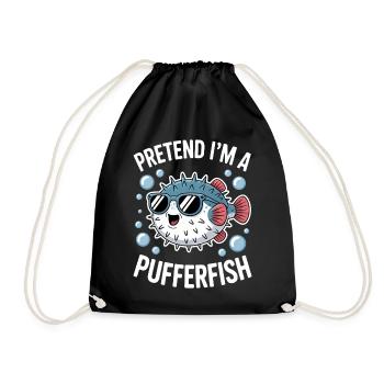 Kugelfische Sprüche Lustiges Kugelfische Geschenk  - Turnbeutel - Schwarz - Vorne