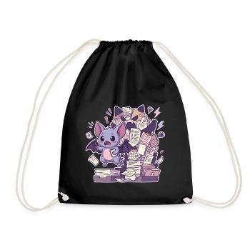 Une chauve-souris mignonne et une montagne de paperasse - Sac de sport léger - noir - Devant