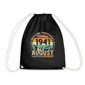 85. Geburtstag Geschenk Mann Original 1941 August - Turnbeutel - Schwarz - Vorne