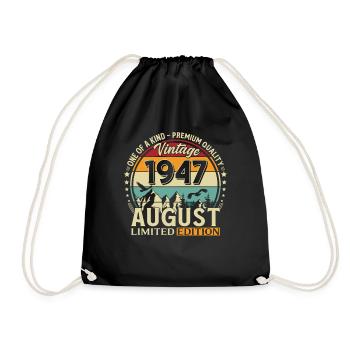 79. Geburtstag Geschenk Mann Original 1947 August - Turnbeutel - Schwarz - Vorne