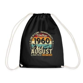 66. Geburtstag Geschenk Mann Original 1960 August - Turnbeutel - Schwarz - Vorne