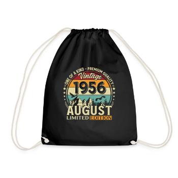 70. Geburtstag Geschenk Mann Original 1956 August - Turnbeutel - Schwarz - Vorne