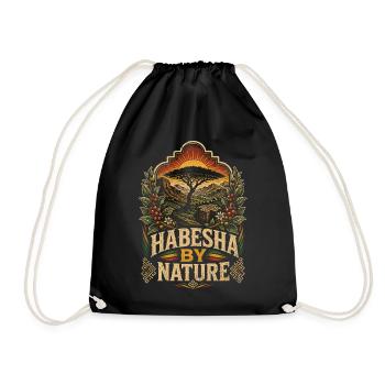 Ethiopia Ethiopian Ethiopian Habesha By Nature - Drawstring Bag - black - Front