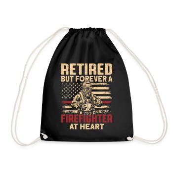 Retired But Forever A Firefighter At Heart - Turnbeutel - Schwarz - Vorne