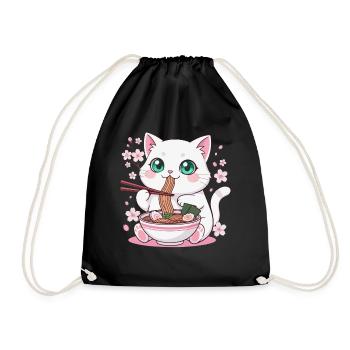 Kätzchen Katze Ramen Nudeln - Turnbeutel - Schwarz - Vorne