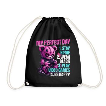 Pastel Goth Soft Goth Gaming Gamer - Drawstring Bag - black - Front