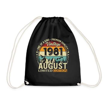 45th Birthday Gift Husband Original 1981 August - Drawstring Bag - black - Front