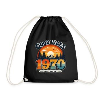 Vintage 1970's Sunset - Drawstring Bag - black - Front