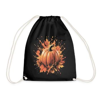 Citrouille Automne Splash Art Feuille Erable - Sac de sport léger - noir - Devant