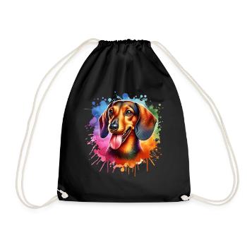 Dachshund Motif - Drawstring Bag - black - Front