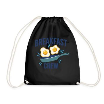 Breakfast Crew Funny Brunch Coffee Pancake Food - Drawstring Bag - black - Front