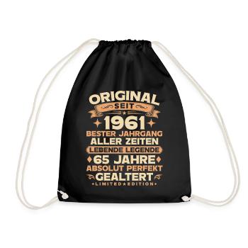 Original 1961 Jahrgang Legende 65. Geburtstag - Turnbeutel - Schwarz - Vorne