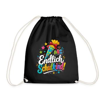 Endlich Schulkind ! - Turnbeutel - Schwarz - Vorne