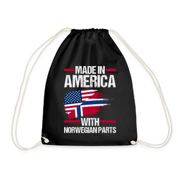 Norway Norge America Patriotic Fjords Scandinavian - Turnbeutel - Schwarz - Vorne