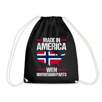 Norway Norge America Patriotic Fjords Scandinavian - Drawstring Bag - black - Front