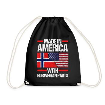 Norway Norge America Patriotic Fjords Scandinavian - Drawstring Bag - black - Front