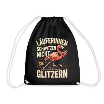 Läuferinnen Schwitzen nicht sie Glitzer Flamingo  - Turnbeutel - Schwarz - Vorne