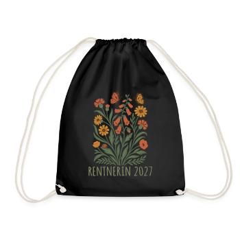 Pensioné 2027 Fleurs sauvages avec papillons - Sac de sport léger - noir - Devant