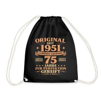 Original Baujahr 1951 geboren 75. Geburtstag - Turnbeutel - Schwarz - Vorne