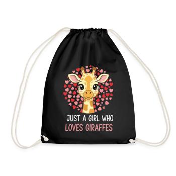 Illustration du cœur de la fille adore la girafe - Sac de sport léger - noir - Devant