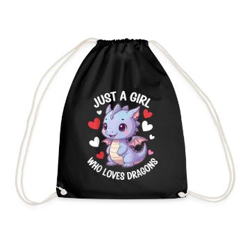 Just a Girl Who Loves Dragons - Drawstring Bag - black - Front