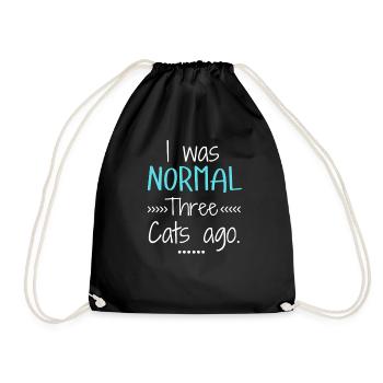 I Was Normal 3 Cats Ago Funny Cat Lover - Drawstring Bag - black - Front